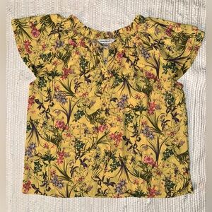 Counterparts Floral Yellow Short Sleeve Blouse